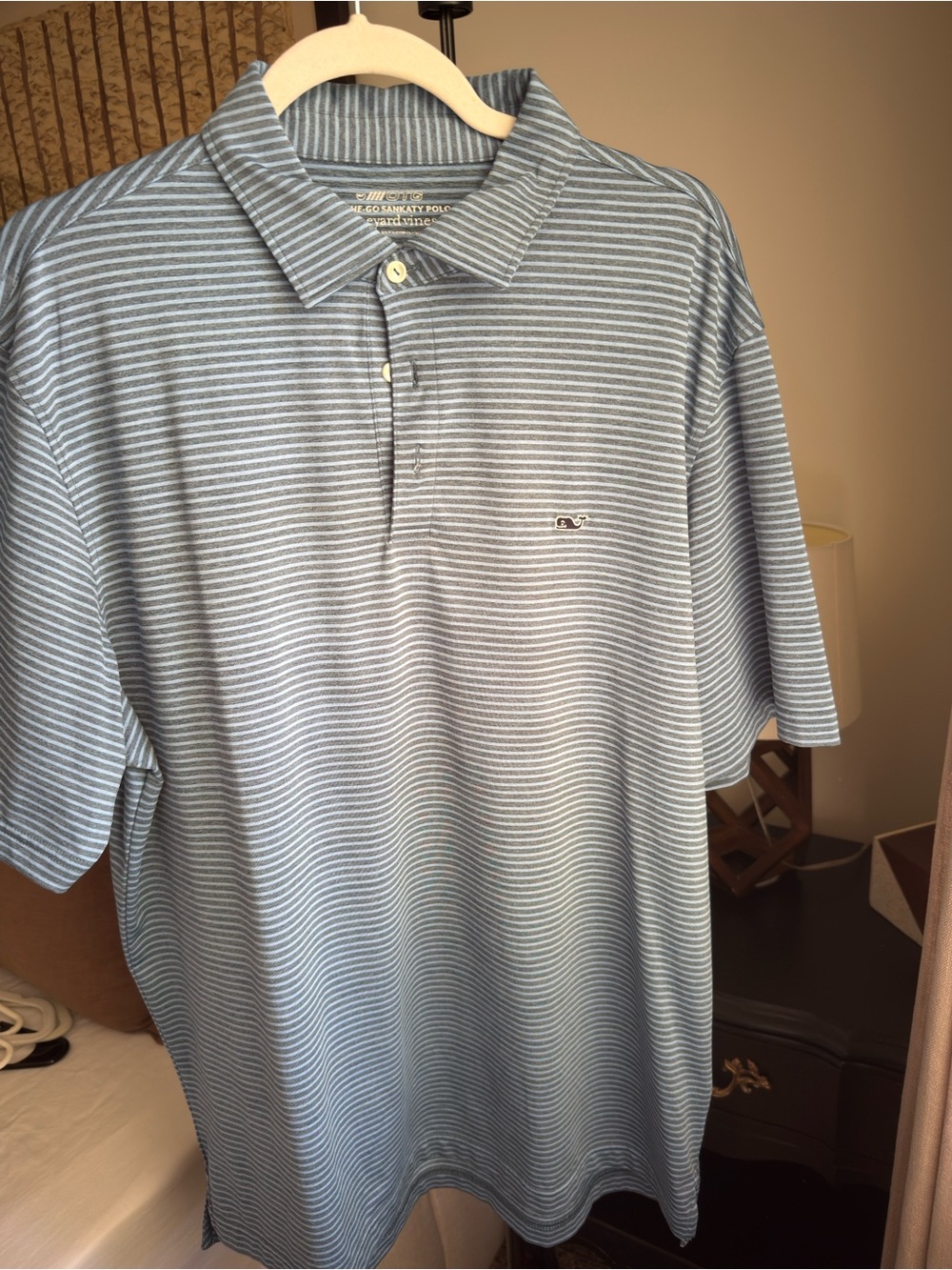 Vineyard Vines Light Blue Striped Performance Polo Shirt